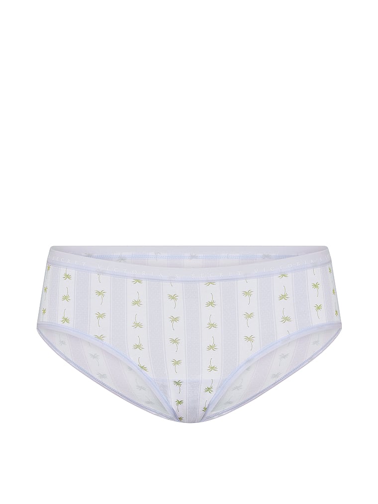 Victoria's Secret, Victoria's Secret Stretch Cotton Hiphugger Panty, Blue Palm Stripes, offModelFront, 3 of 3