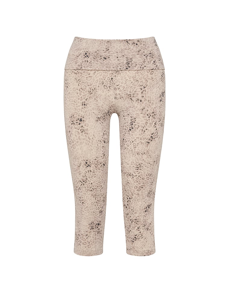 PINK All-Day Cotton™ Foldover Capri Leggings, Leopard, offModelFront, 4 of 4