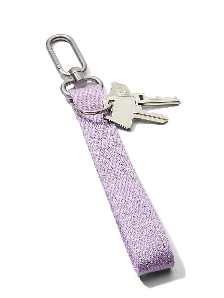 PINK Wristlet Strap Keychain, Lavender Bling Logo, onModelBack, 2 of 2
