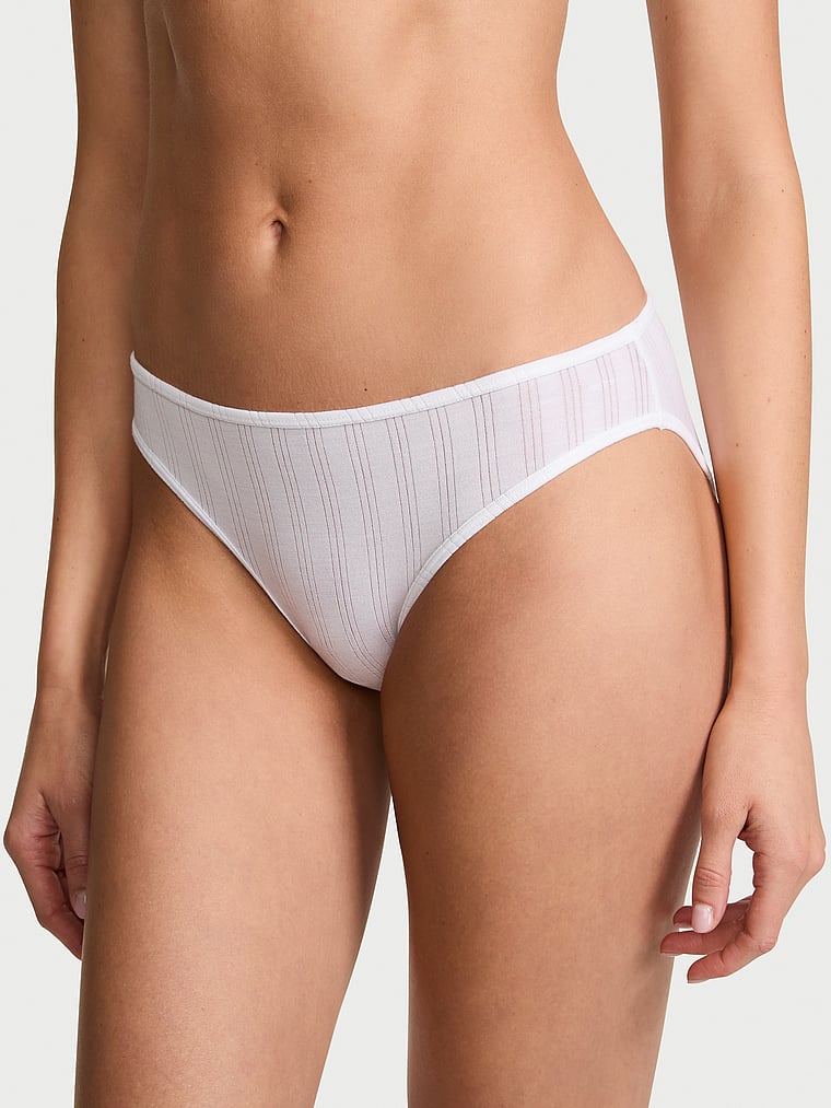 Victoria's Secret, Victoria's Secret Body by Victoria Stretch Cotton Lace-Waist Bikini Panty, Vs White, onModelFront, 1 of 3 Kennidy is 5'11" and wears Small