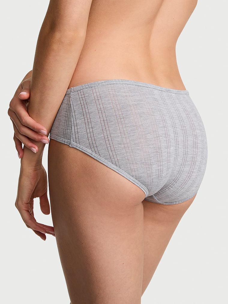 Victoria's Secret, Victoria's Secret Stretch Cotton Sparkle Hiphugger Panty, Medium Htr Grey, onModelBack, 2 of 3 Kennidy is 5'11" or 180cm and wears Small