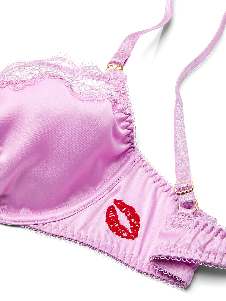 Victoria's Secret, Victoria's Secret Tease Rose Embroidery Unlined Demi Bra, Bikini Pink, detail, 4 of 4