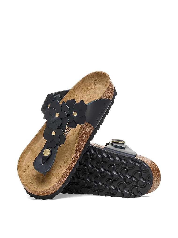 Birkenstock Gizeh Flowers Sandals, Black, onModelBack, 2 of 3