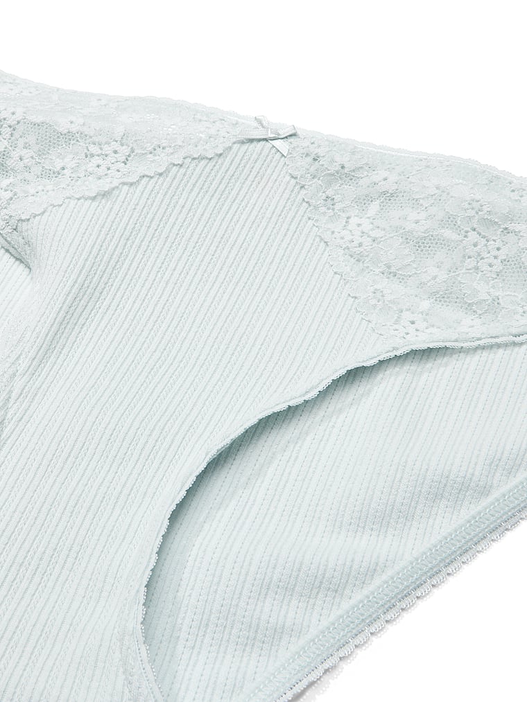 Victoria's Secret, Victoria's Secret Stretch Cotton Rib Bikini Panty, Blue Mist, detail, 4 of 4