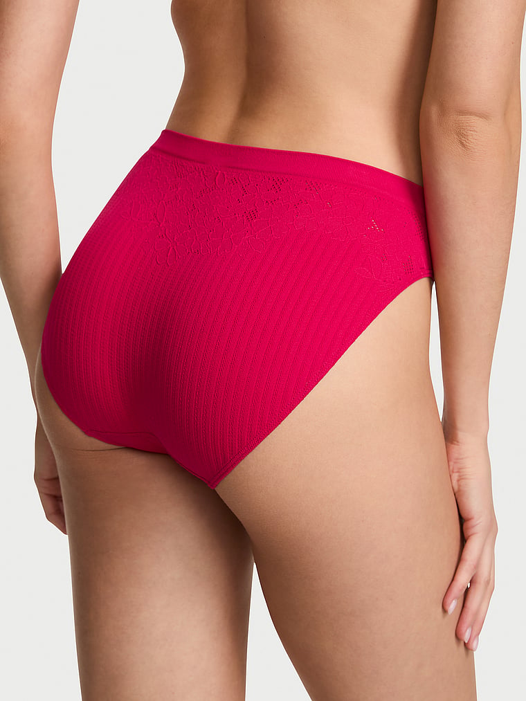 Victoria's Secret, Seamless Seamless High-Leg Brief Panty, Vibrant Fuchsia, onModelBack, 2 of 3 Kennidy is 5'11" and wears Small