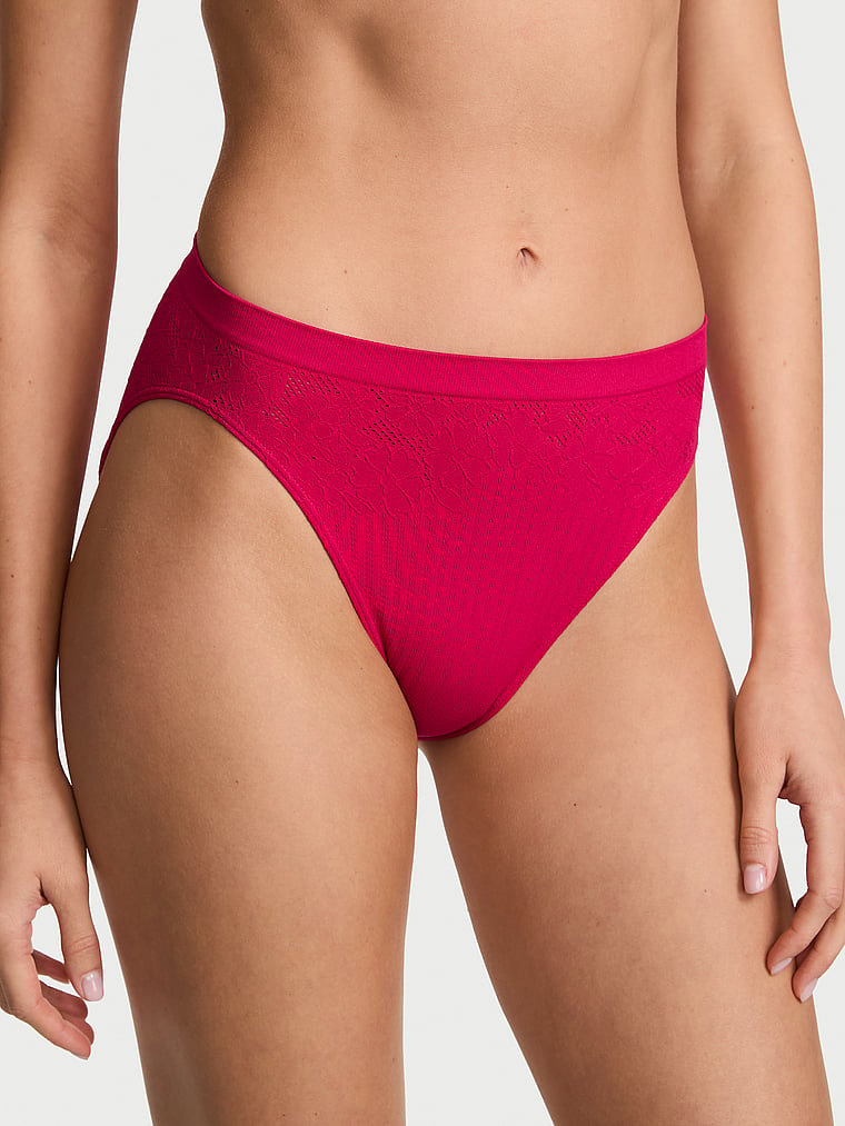 Victoria's Secret, Seamless Seamless High-Leg Brief Panty, Vibrant Fuchsia, onModelFront, 1 of 3 Kennidy is 5'11" and wears Small