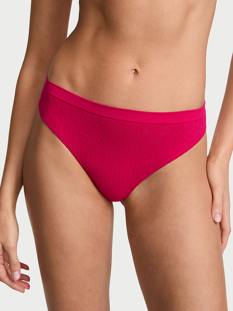 Victoria's Secret, Seamless Seamless Thong Panty, Pink, onModelFront, 1 of 3 Kennidy is 5'11" and wears Small