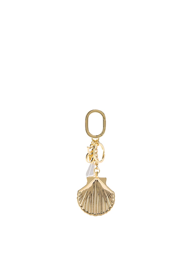 Victoria's Secret, Victoria's Secret Dangle Hearts Bag Charm Keychain, Gold Shell, onModelSide, 3 of 3