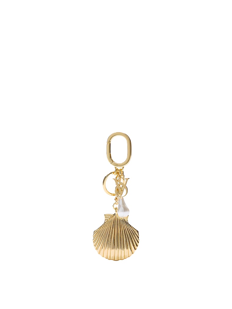 Victoria's Secret, Victoria's Secret Dangle Hearts Bag Charm Keychain, Gold Shell, onModelFront, 1 of 3