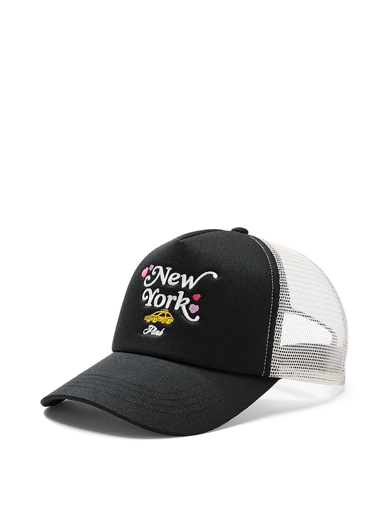 PINK Trucker Hat, Black, onModelBack, 2 of 3