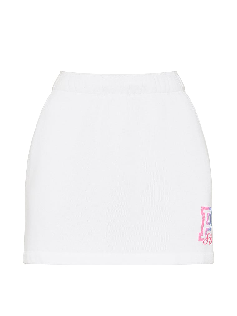 PINK Campus Fleece™ Skort, White, offModelFront, 3 of 3