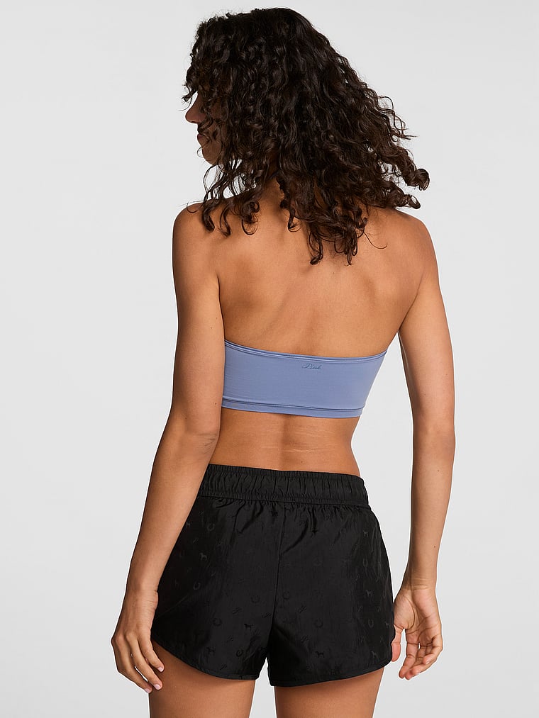 PINK Tech Woven Run Shorts, Pure Black, onModelBack, 2 of 3 Rae is 5'10" and wears Small