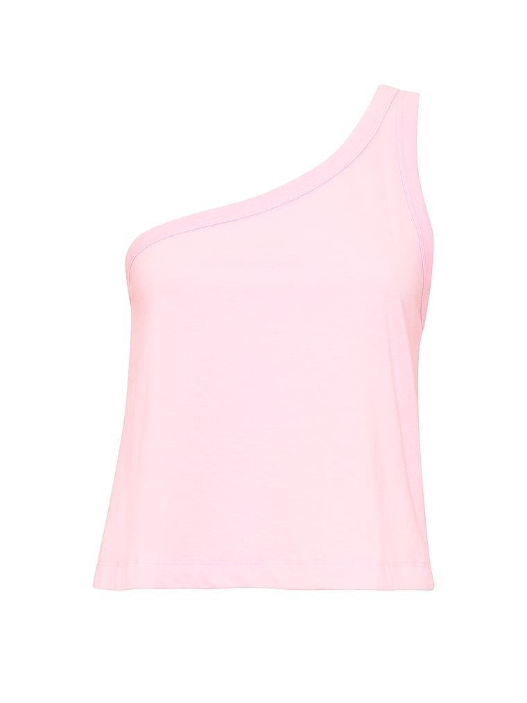 PINK Dream Jersey One-Shoulder Tank Top, Coconut Pink, offModelFront, 3 of 3