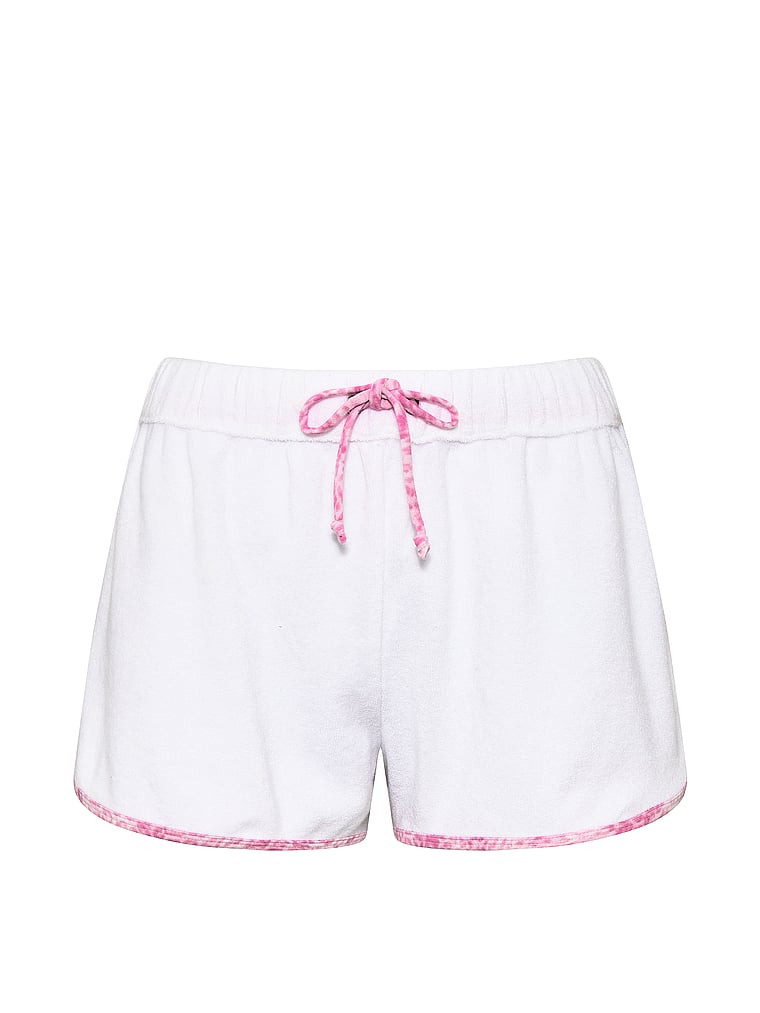 PINK SWIM Terry Cover-Up Shorts, White, offModelFront, 3 of 3