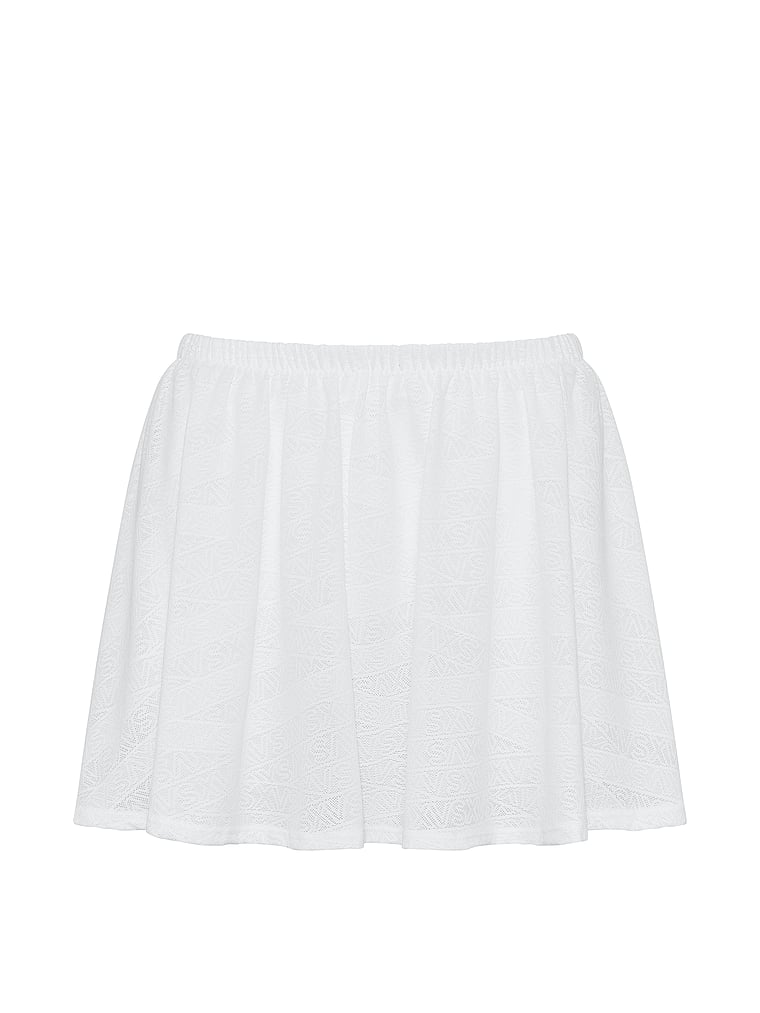 Victoria's Secret, VSX VSX Elevate™ Logo Lace Pleated Skirt, VS White, offModelFront, 4 of 4