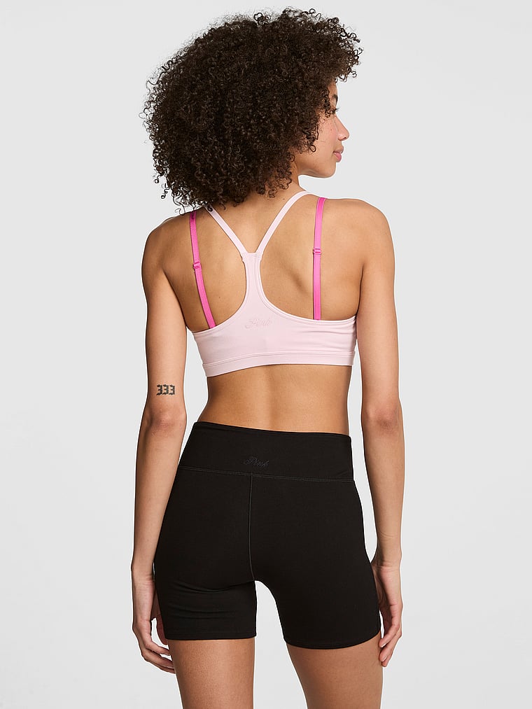 PINK All-Day Cotton™ Lace-Up Bike Shorts, Pure Black, onModelBack, 2 of 3 Drew is 5'9" and wears Small