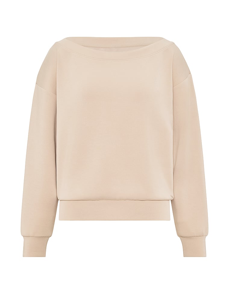 Victoria's Secret, VSX Featherweight Knit Off-the-Shoulder Top, Oyster, offModelFront, 3 of 3