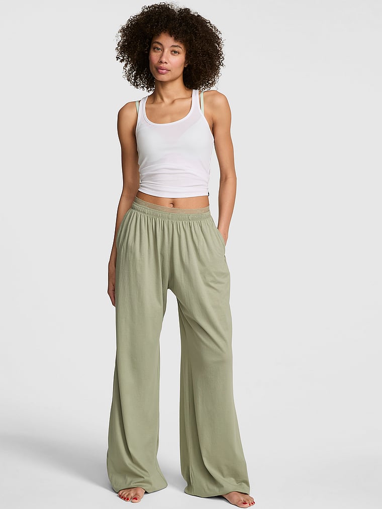 PINK Light as Air Jersey Pants, Slate Green, onModelFront, 1 of 3 Drew is 5'9" or 175cm and wears Small