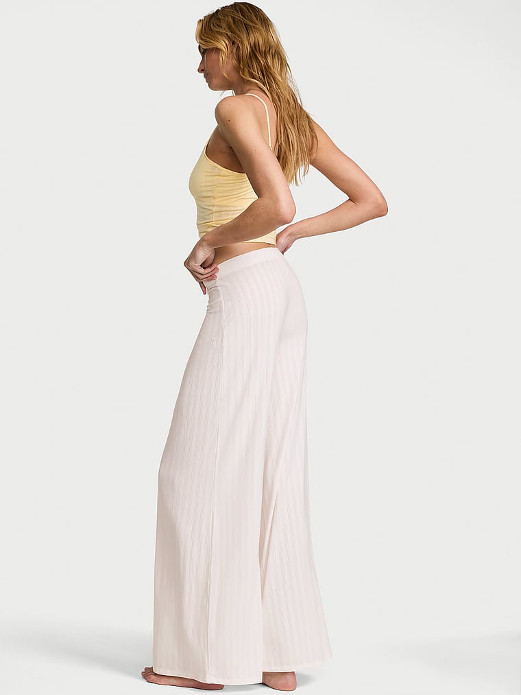 Victoria's Secret, Victoria's Secret SoSoft™ Modal Ultra-Fine Wide-Leg Pant, Coconut White, onModelBack, 2 of 3