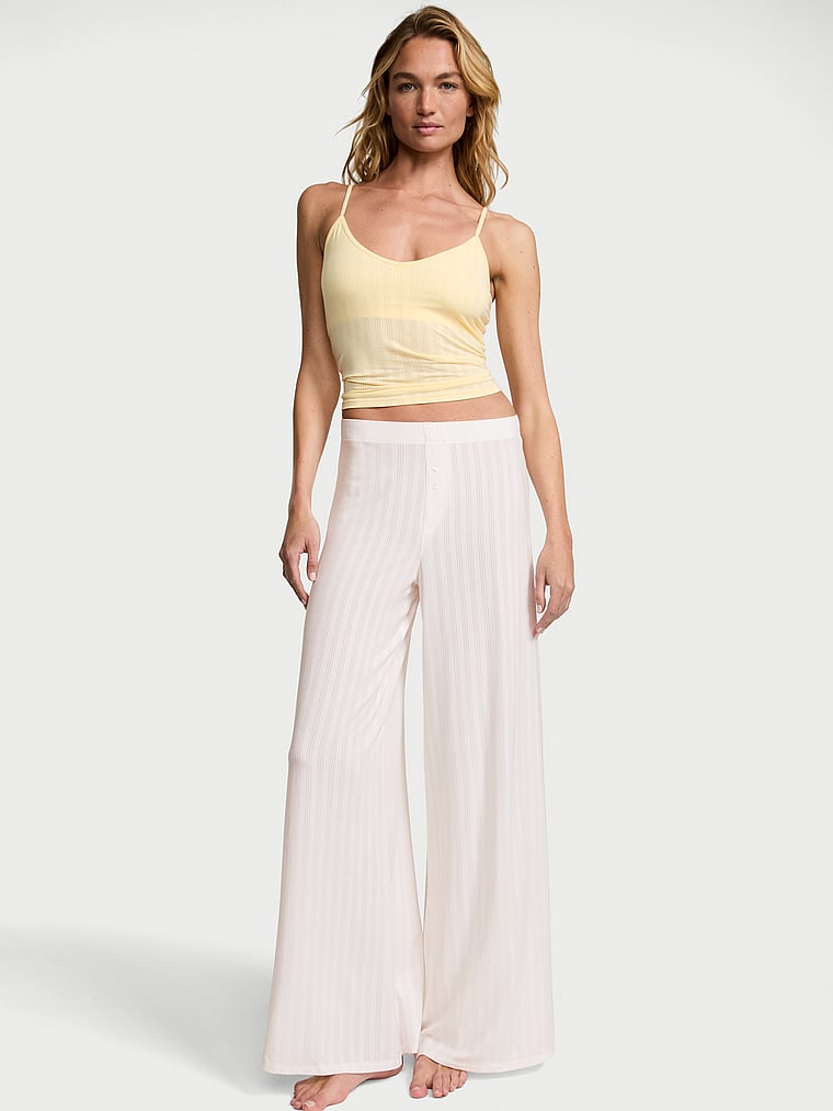 Victoria's Secret, Victoria's Secret SoSoft™ Modal Ultra-Fine Wide-Leg Pant, Coconut White, onModelFront, 1 of 3