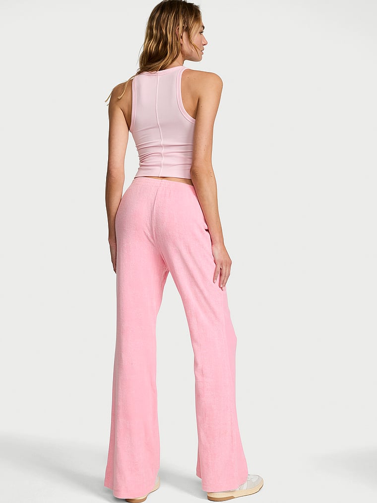 Victoria's Secret, Angel Essentials Micro Terry Flare Lounge Pant, Washed Victoria Pink, onModelBack, 2 of 3