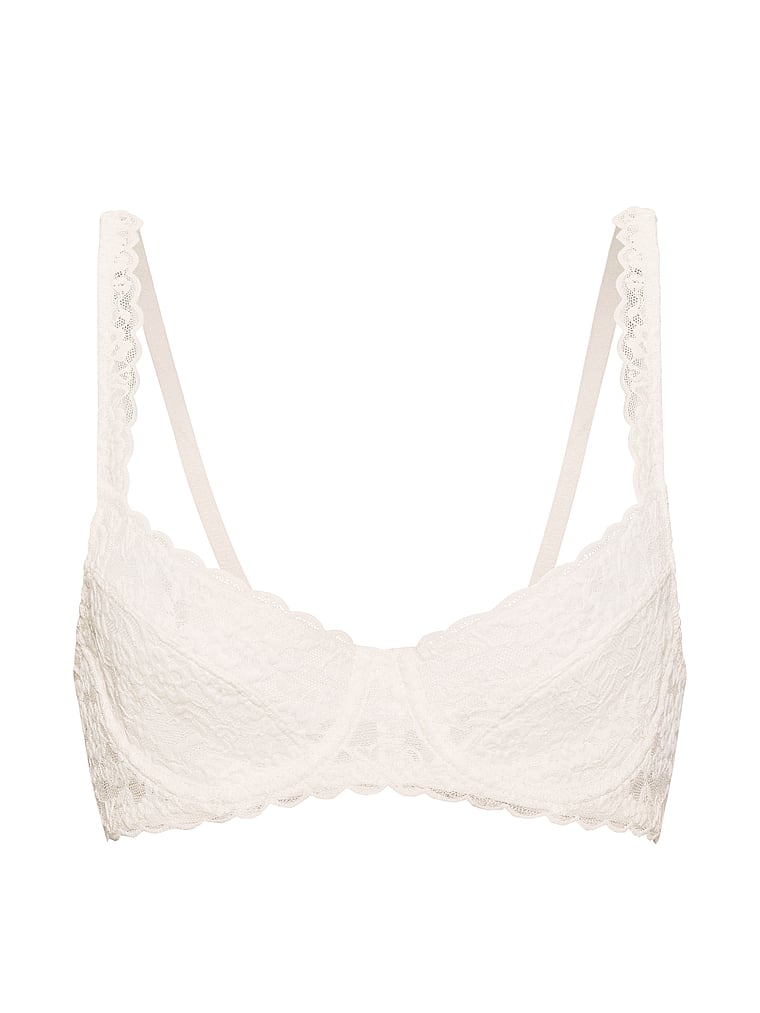 Victoria's Secret, The Lacie Lacie Unlined Balconette Bra, Coconut White, offModelFront, 3 of 3