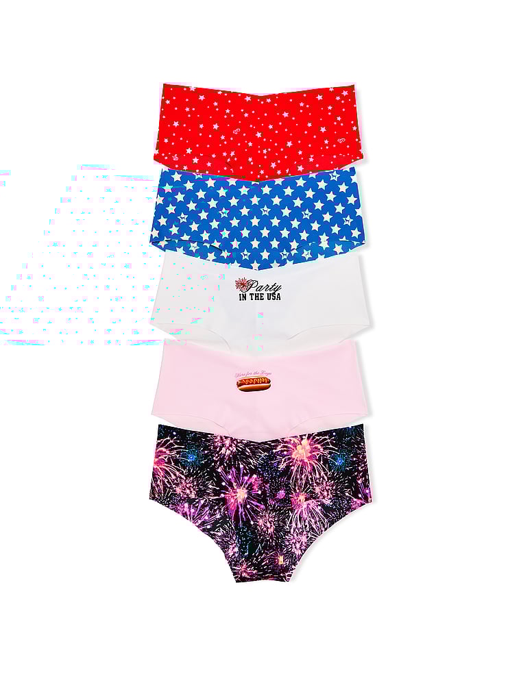 PINK 5-Pack No-Show Cheeky Panties, Americana Pack, offModelFront, 1 of 1