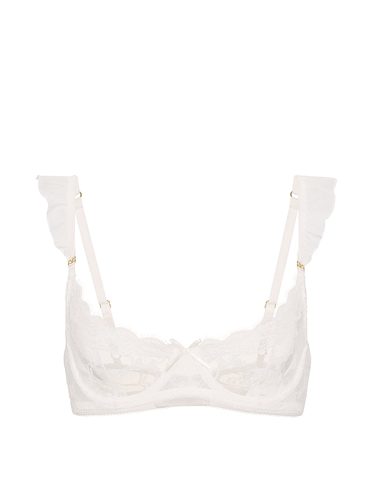 Victoria's Secret, Victoria's Secret Tease Unlined Bridal Bow Lace Demi Bra, Coconut White, offModelFront, 4 of 4