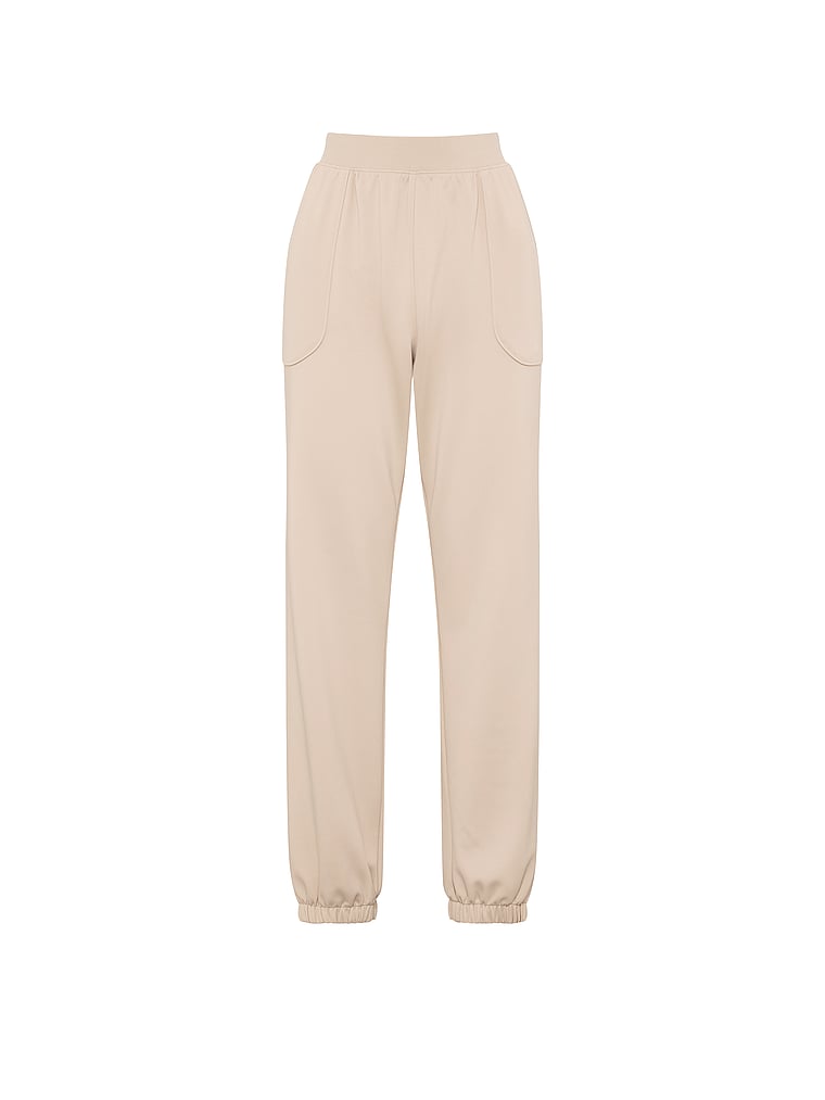 Victoria's Secret, VSX VSX Soft Jersey Jogger Track Pant, Oyster, offModelFront, 4 of 4