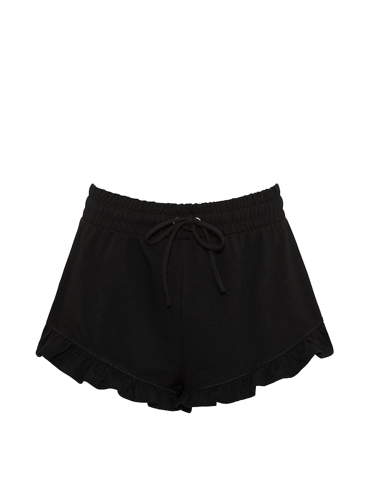 PINK All-Day Cotton™ Ruffle Bloomer Shorts, Pure Black, offModelFront, 3 of 3