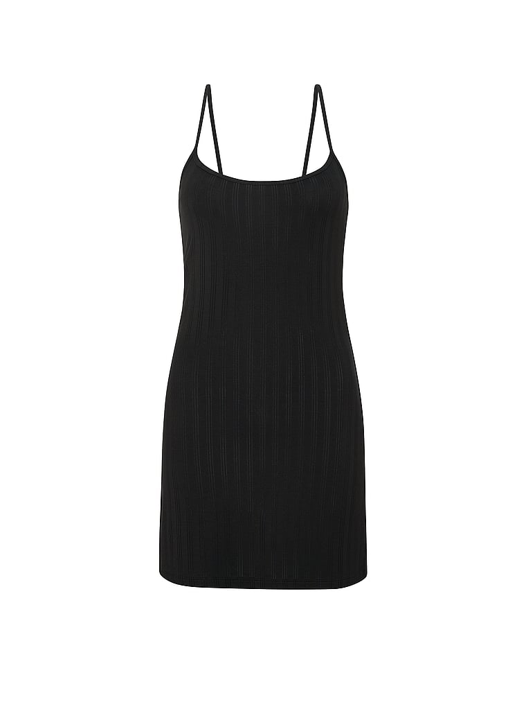 Victoria's Secret, Victoria's Secret SoSoft™ Modal Ultra-Fine Short Slip Dress, Black, offModelFront, 3 of 3
