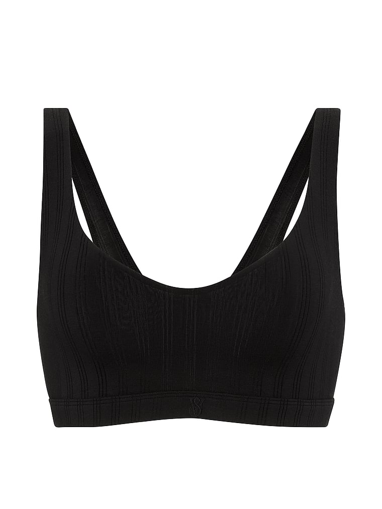 Victoria's Secret, Victoria's Secret SoSoft™ Modal Ultra-Fine Bralette, Black, offModelFront, 3 of 4