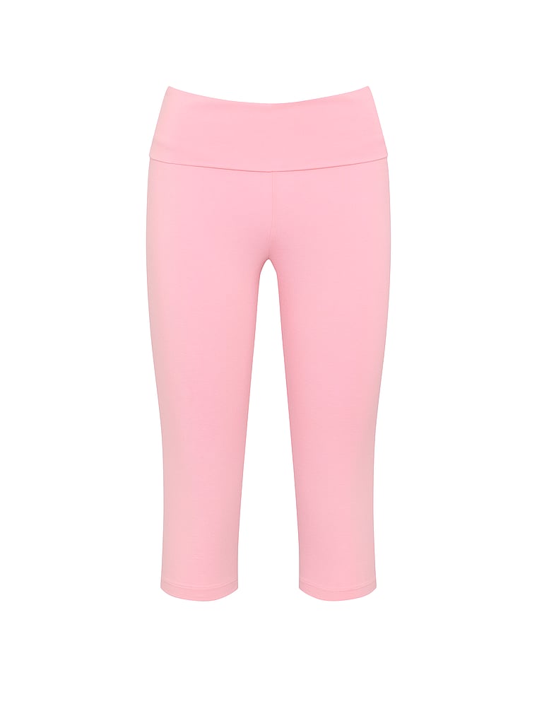 Victoria's Secret, Angel Essentials Cotton Foldover Capri Legging, Washed Victoria Pink, offModelFront, 3 of 3