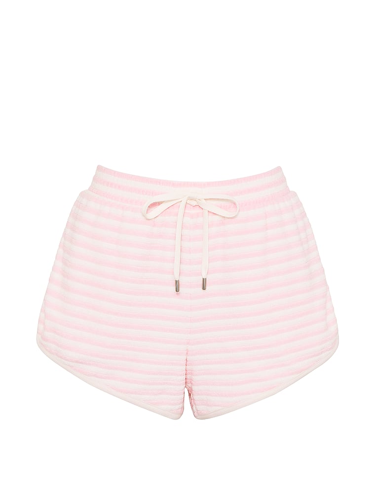 Victoria's Secret, Angel Essentials Micro Terry Curved Hem Short, Pretty Blossom Stripes, offModelFront, 4 of 4