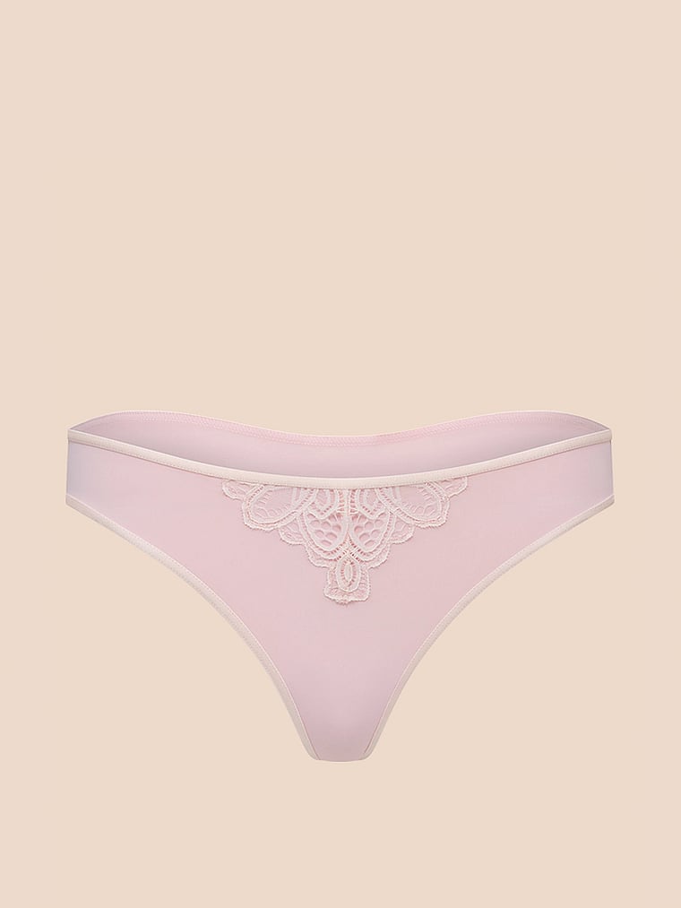 Victoria's Secret, Adore Me Dara Thong Panty, Pink, offModelFront, 3 of 3