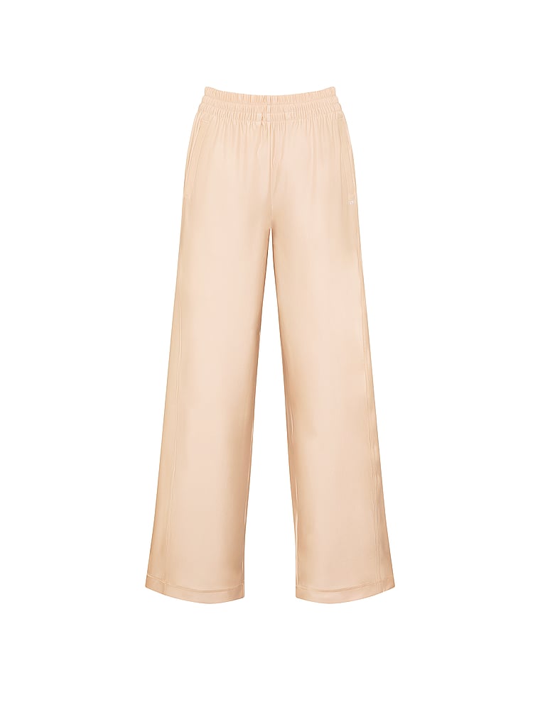 Victoria's Secret, VSX VSX GlossyTech™ Wide-Leg Pant, Marzipan, offModelFront, 3 of 3