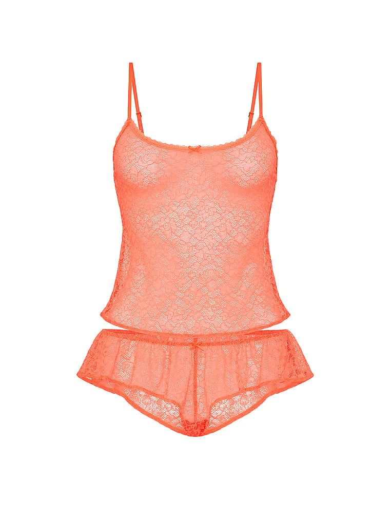 Tease Lace Cami & Flutter Short Set