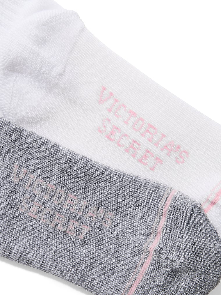 Victoria's Secret, Victoria's Secret 2-Pack Quarter Socks, Med Htr Grey And Vs White With Stripe, onModelBack, 2 of 2