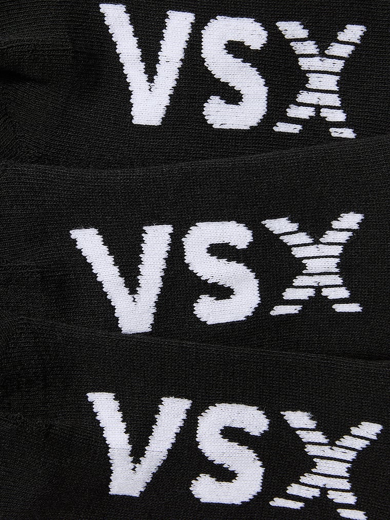 Victoria's Secret, Victoria's Secret VSX 3-Pack Crew Socks, Black, onModelBack, 2 of 2