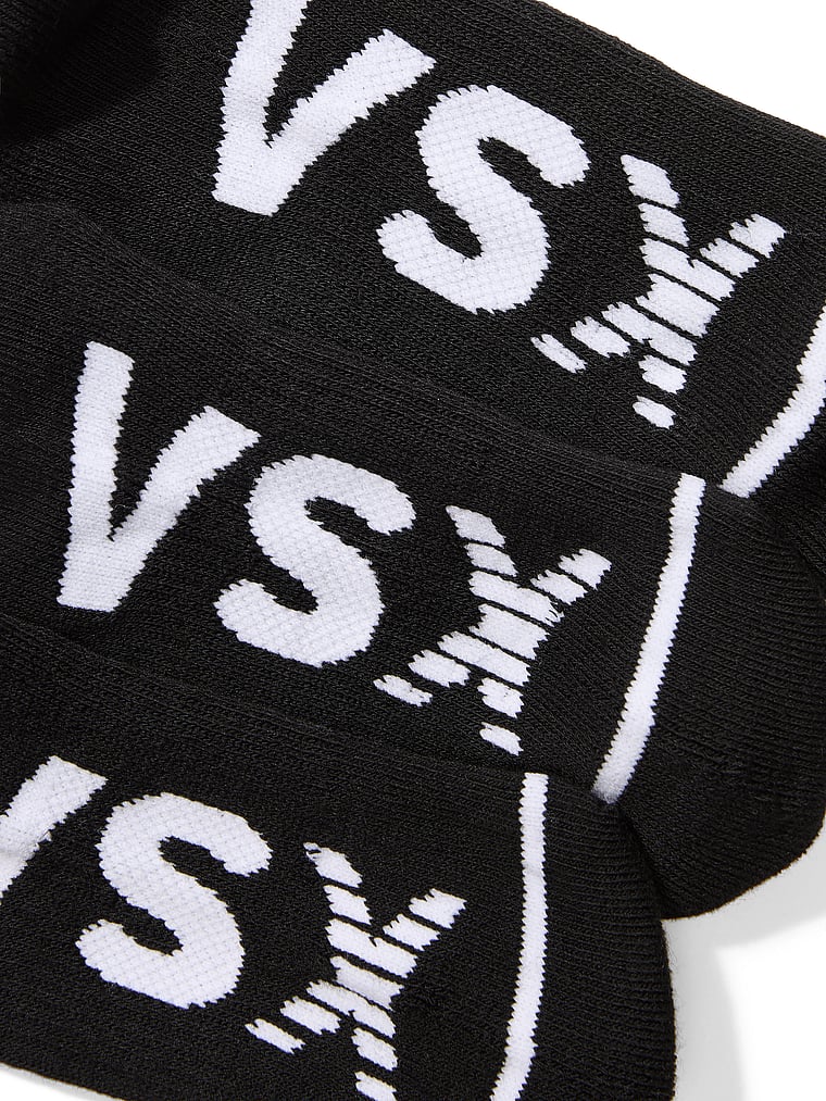 Victoria's Secret, Victoria's Secret VSX 3-Pack Ankle Socks, Black, onModelBack, 2 of 2