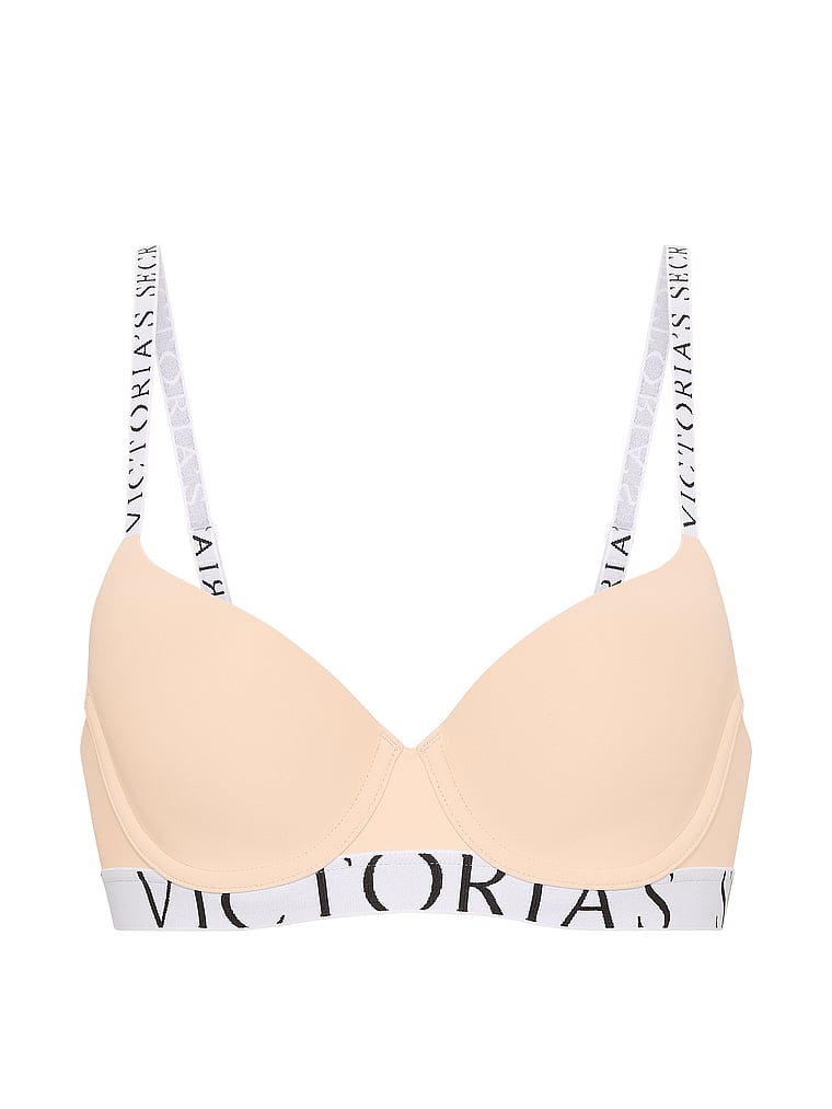 Victoria's Secret, The T-shirt The CoolBra™ Lightly Lined Demi, Marzipan, offModelFront, 3 of 5