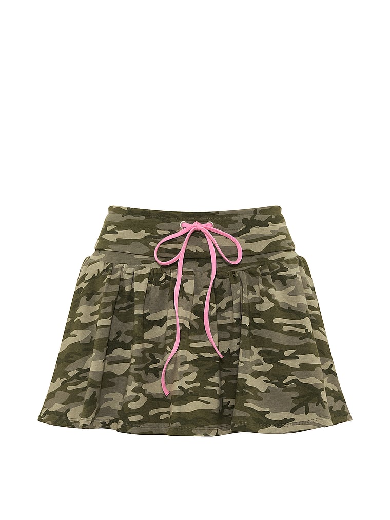 PINK All-Day Cotton™ Foldover Flirty Mini Skort, Pink Camo, offModelFront, 3 of 3