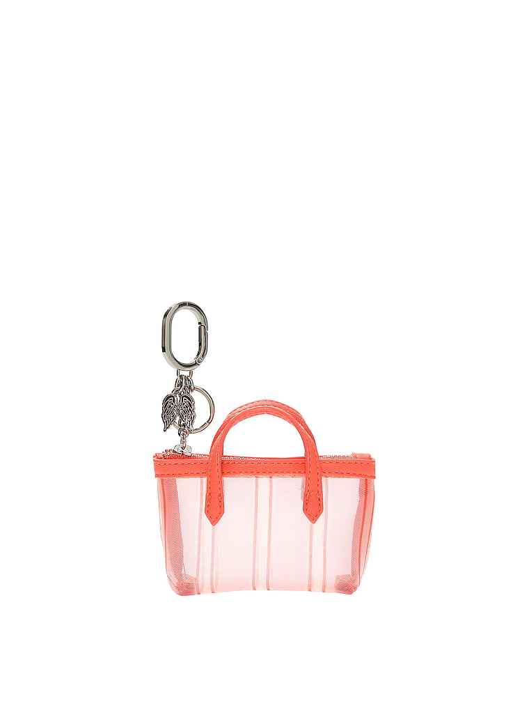 Victoria's Secret, Victoria's Secret Micro Tote Bag Charm, Coral Mesh, onModelFront, 1 of 2