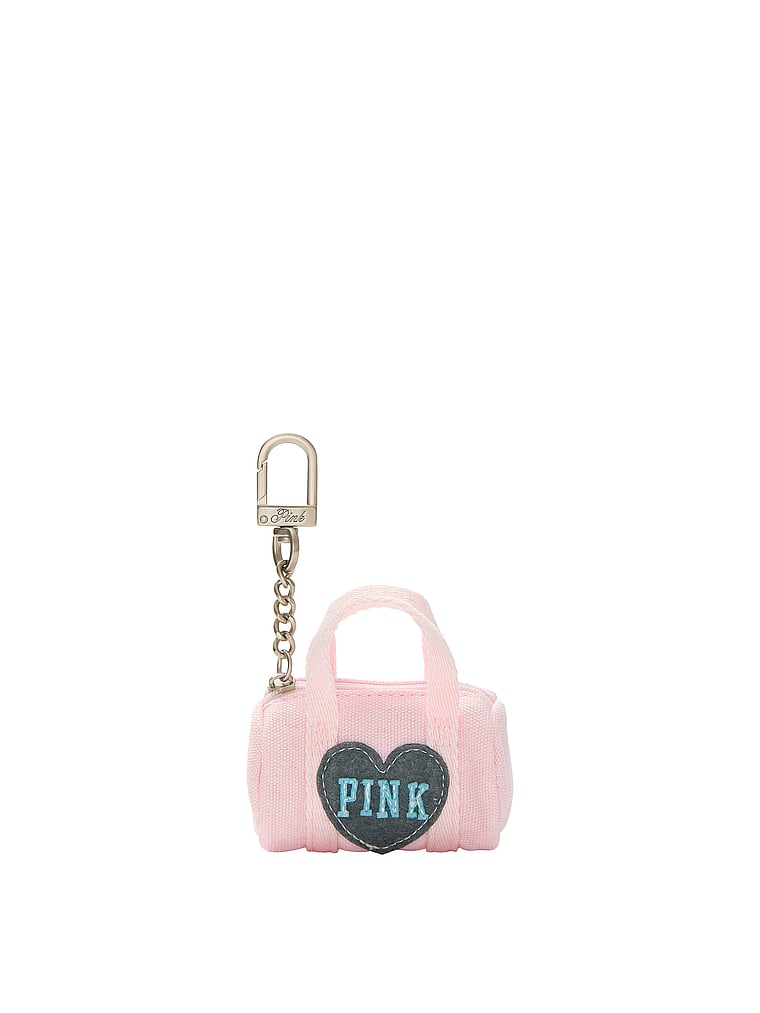 PINK Mini Duffle Keychain Charm, Pink Tulip, onModelFront, 1 of 3