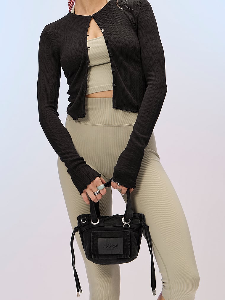 Canvas Flat-Bottom Mini Tote Bag