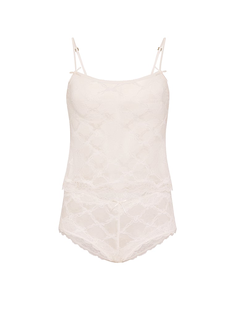 Victoria's Secret, Victoria's Secret Tease Bow Lace Cami Set, Coconut White, offModelFront, 3 of 3