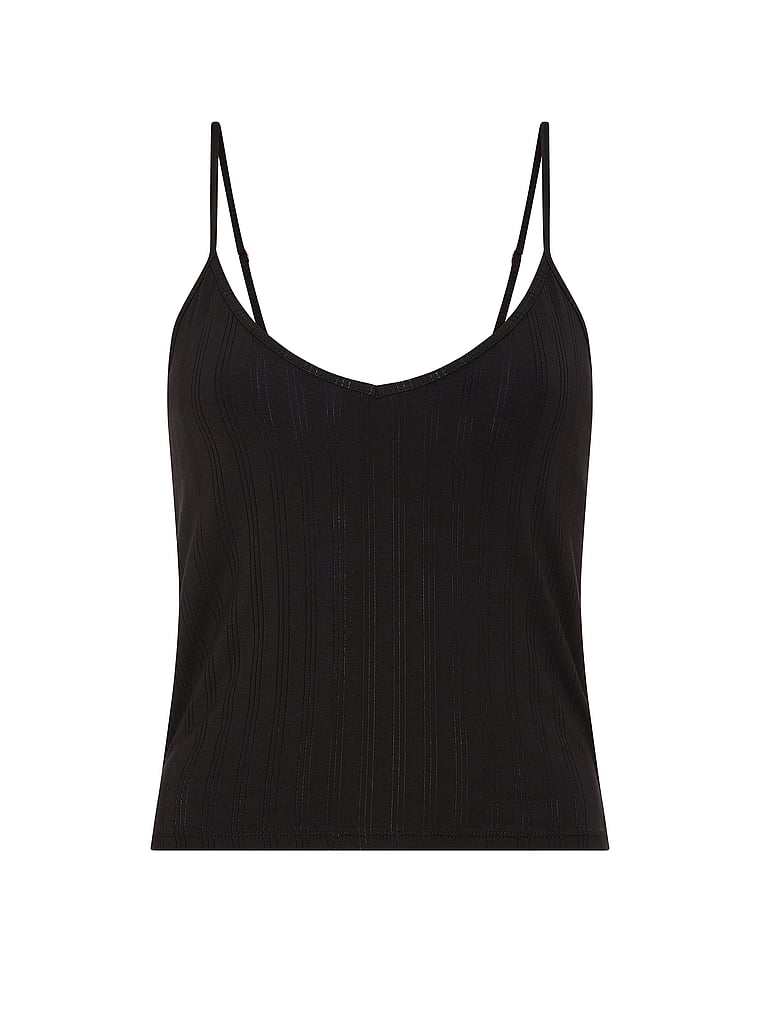 Victoria's Secret, Victoria's Secret SoSoft™ Modal Ultra-Fine Cami Top, Black, offModelFront, 3 of 4