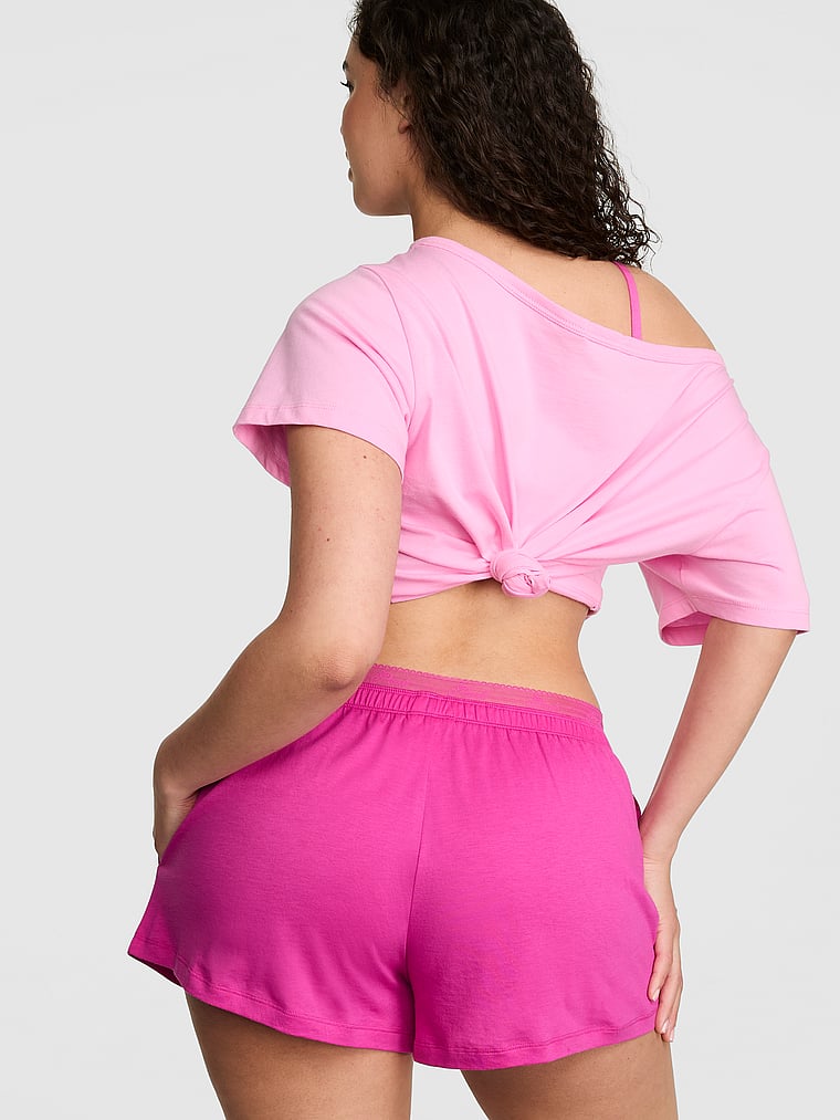 PINK Light as Air Jersey Shorts, Pink Fire, onModelBack, 2 of 4 Breanna is 5'8" and wears Large