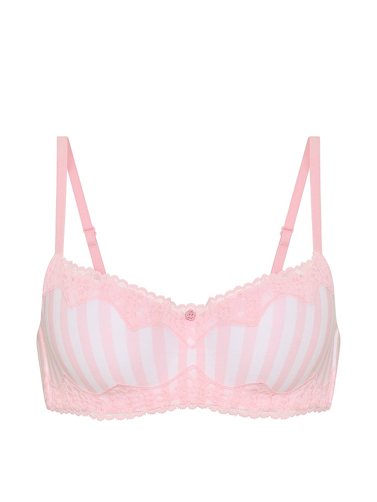 Cotton Lace-Trim Lightly Lined Balconette Bra