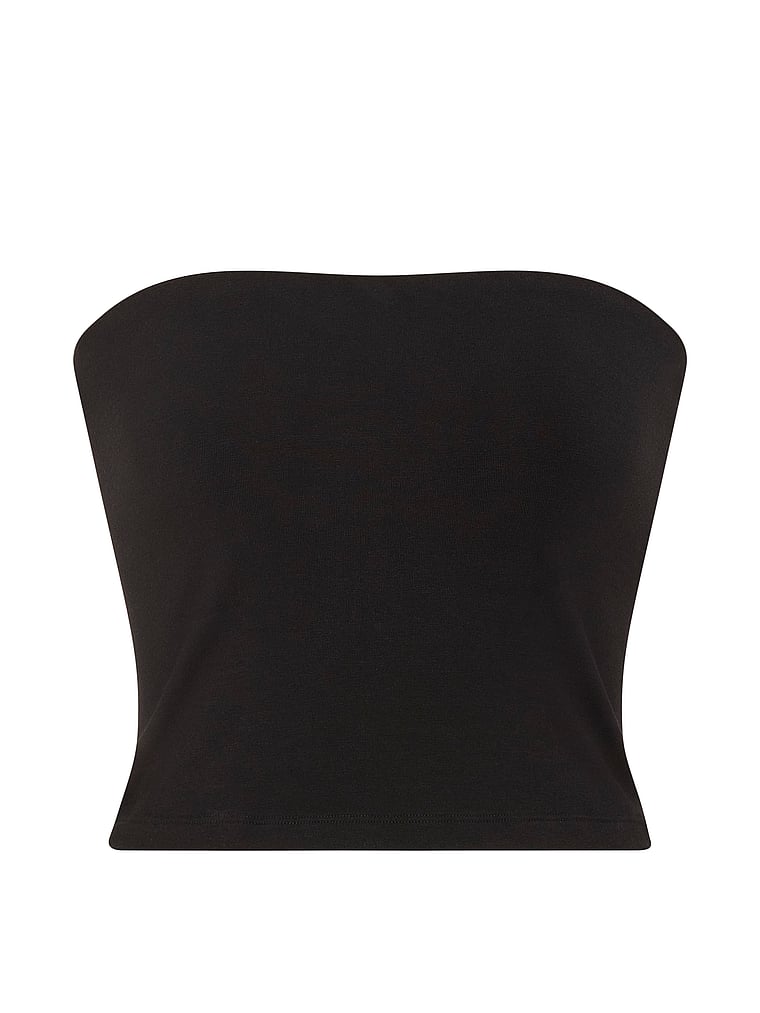 Victoria's Secret, Angel Essentials Cotton Tube Top, Pure Black, offModelFront, 3 of 3